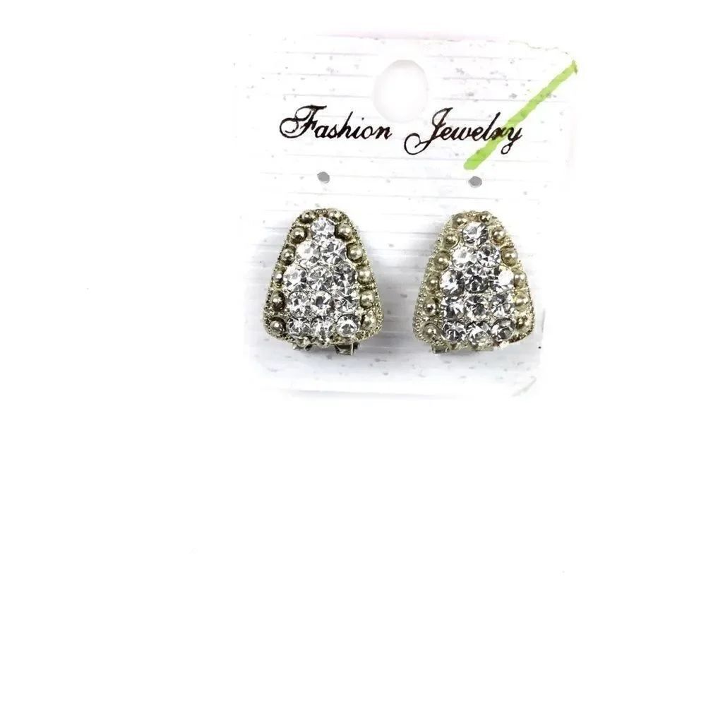 Fashion Earrings, Gold Toned & Rhinestones, NWT